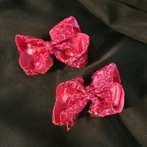 Sparkling Pink Sequin Hair Bows for Kids